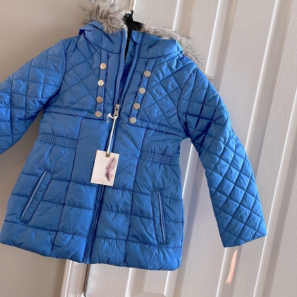 Jessica Simpson Blue winter coat with faux fur hood - Picture 1 of 3